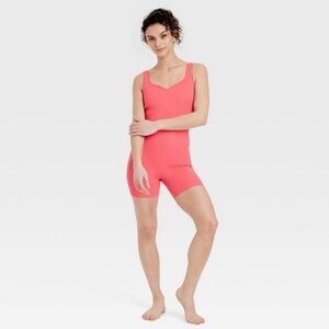 All in motion Brushed Sculpt Rib Short Active Bodysuit Coral Pink Size XS NWT